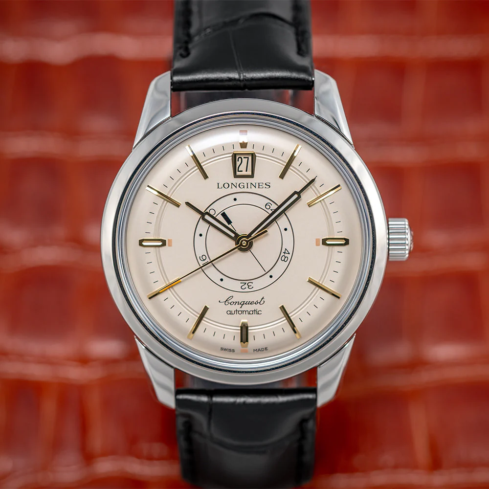 Conquest Heritage Central Power Reserve 38 mm - Champagne on Leather Strap - Image 3