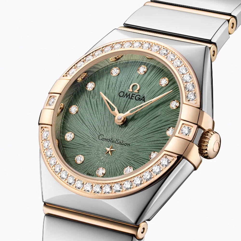 Constellation Diamonds Quartz Steel and Moonshine Gold 28mm - Green on Bracelet - Image 3
