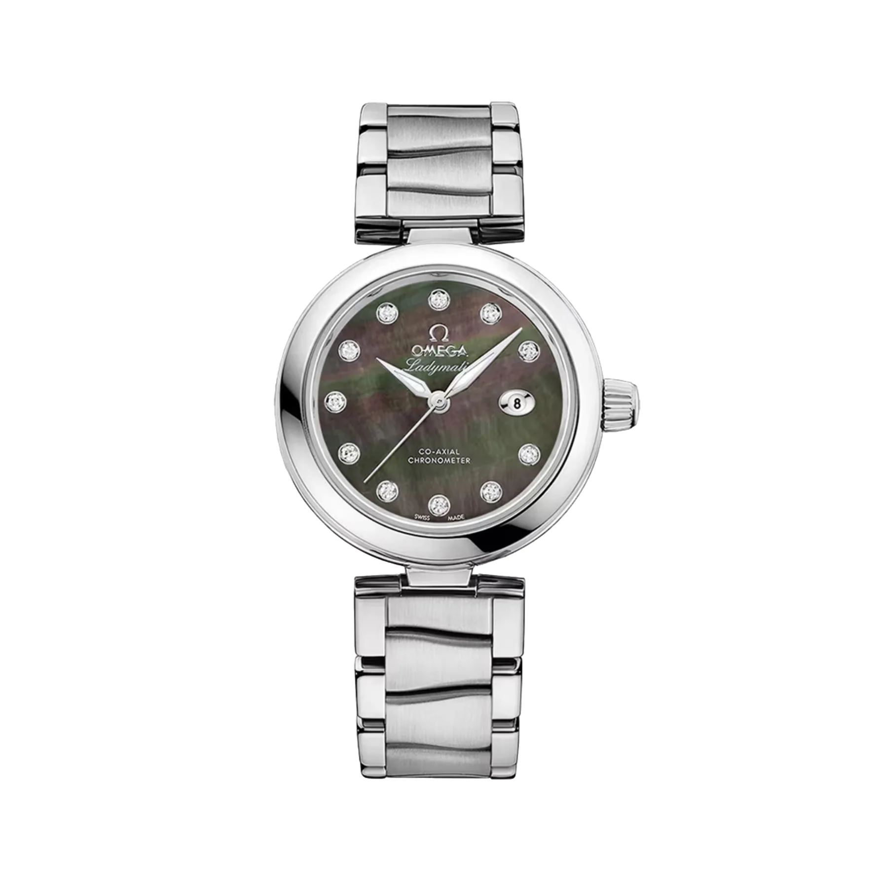 De Ville Ladymatic 34mm - Black Tahiti Mother of Pearl w/ Diamonds on Bracelet