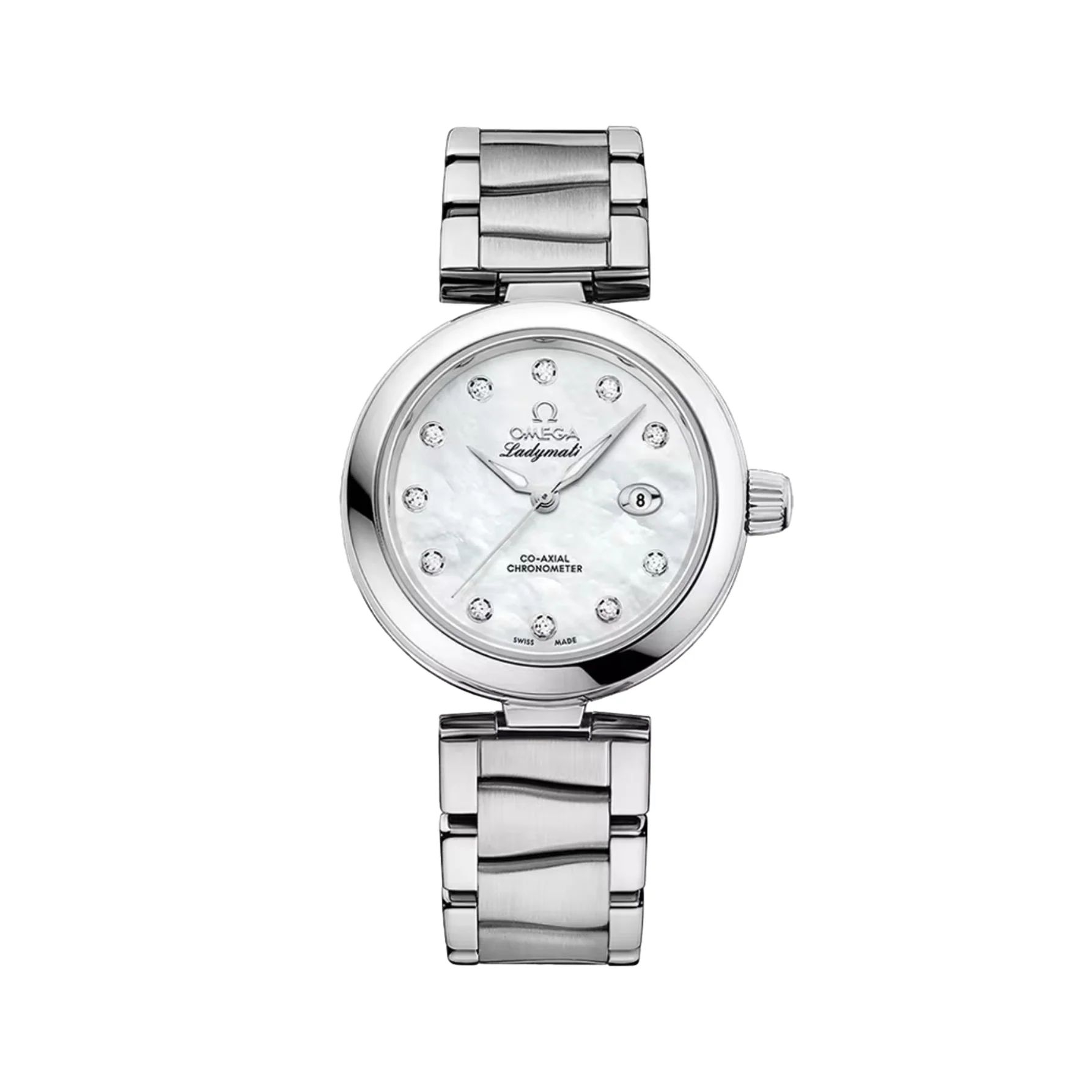 De Ville Ladymatic 34mm - White Mother of Pearl w/ Diamonds on Bracelet