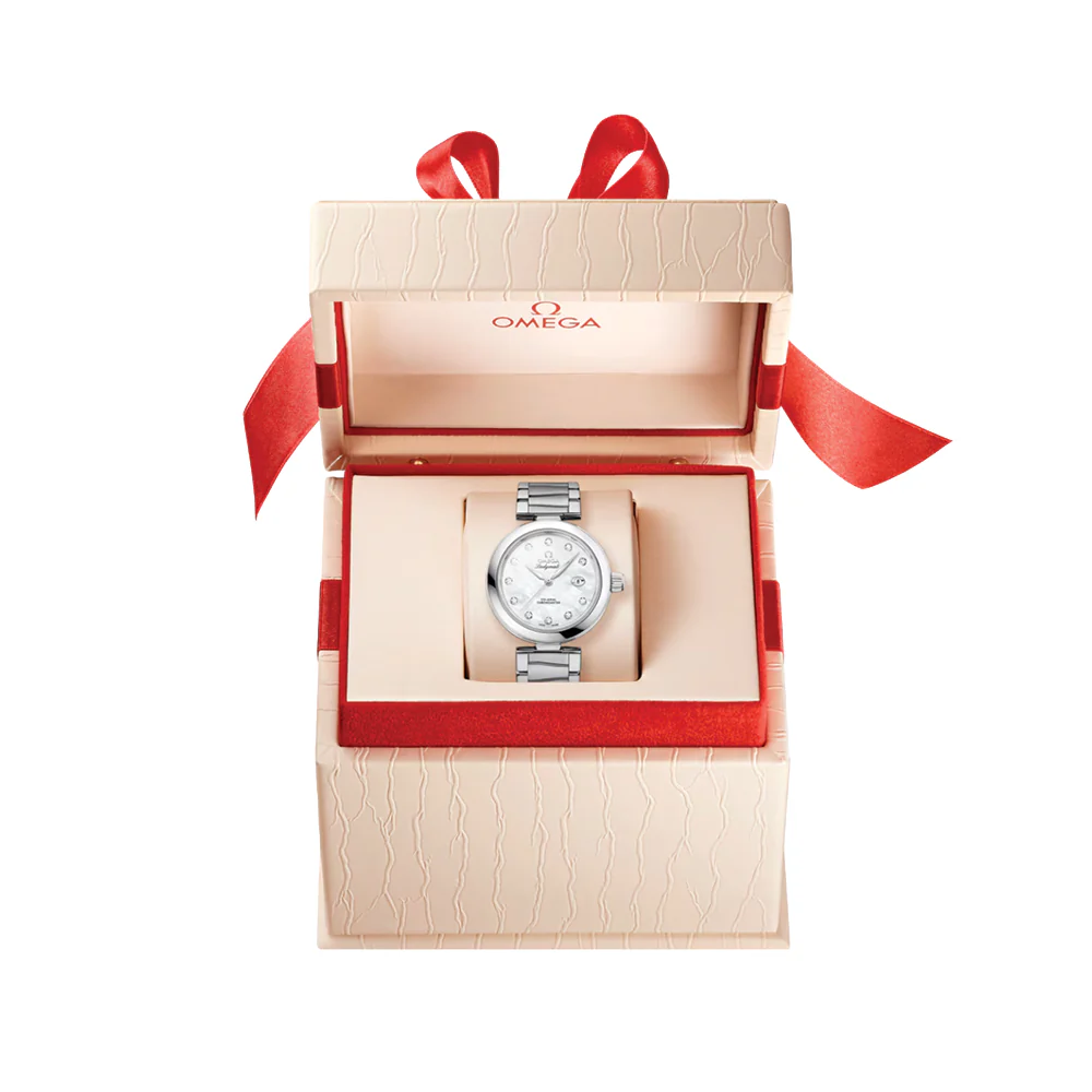 De Ville Ladymatic 34mm - White Mother of Pearl w/ Diamonds on Bracelet - Image 4