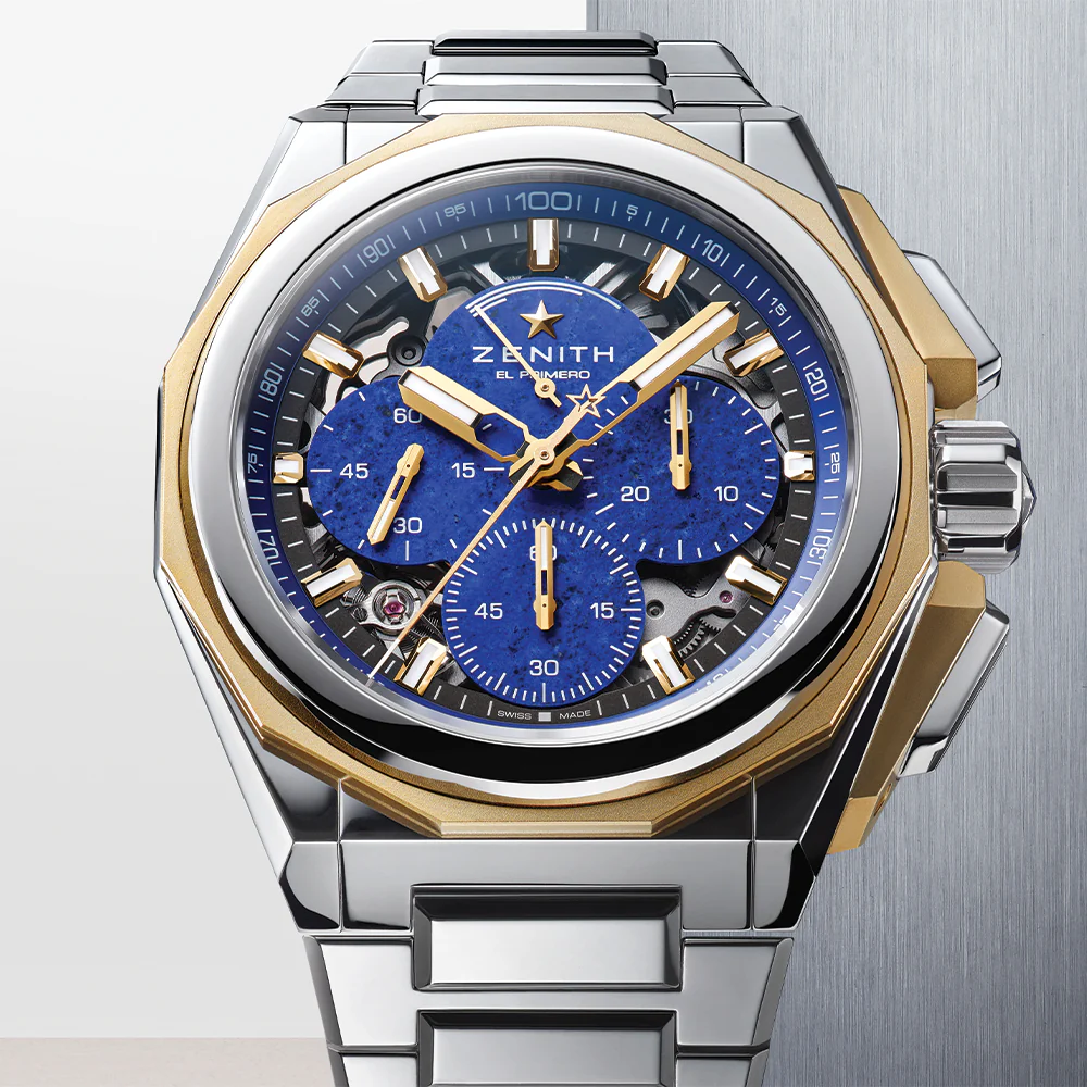 DEFY Extreme Lapis Lazuli Chronograph 45mm - Blue w/ Yellow Gold Accents on Bracelet and 2 Additional Straps - Image 3