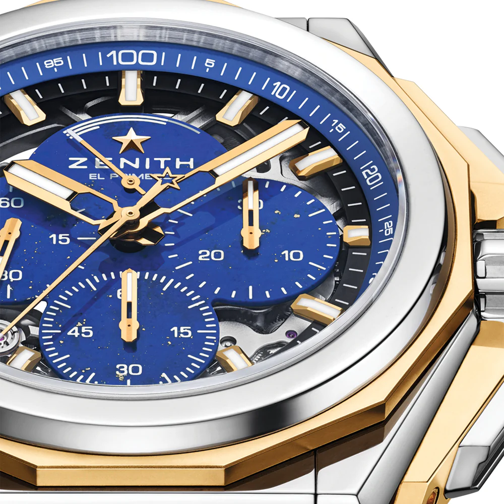 DEFY Extreme Lapis Lazuli Chronograph 45mm - Blue w/ Yellow Gold Accents on Bracelet and 2 Additional Straps - Image 4