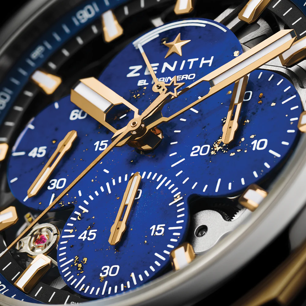 DEFY Extreme Lapis Lazuli Chronograph 45mm - Blue w/ Yellow Gold Accents on Bracelet and 2 Additional Straps - Image 5