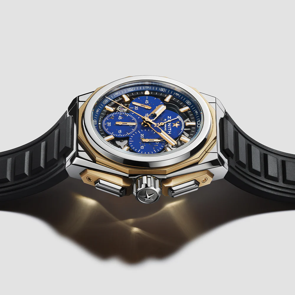DEFY Extreme Lapis Lazuli Chronograph 45mm - Blue w/ Yellow Gold Accents on Bracelet and 2 Additional Straps - Image 7
