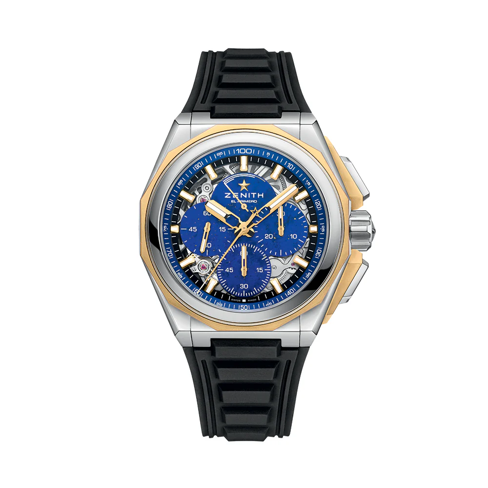 DEFY Extreme Lapis Lazuli Chronograph 45mm - Blue w/ Yellow Gold Accents on Bracelet and 2 Additional Straps - Image 8