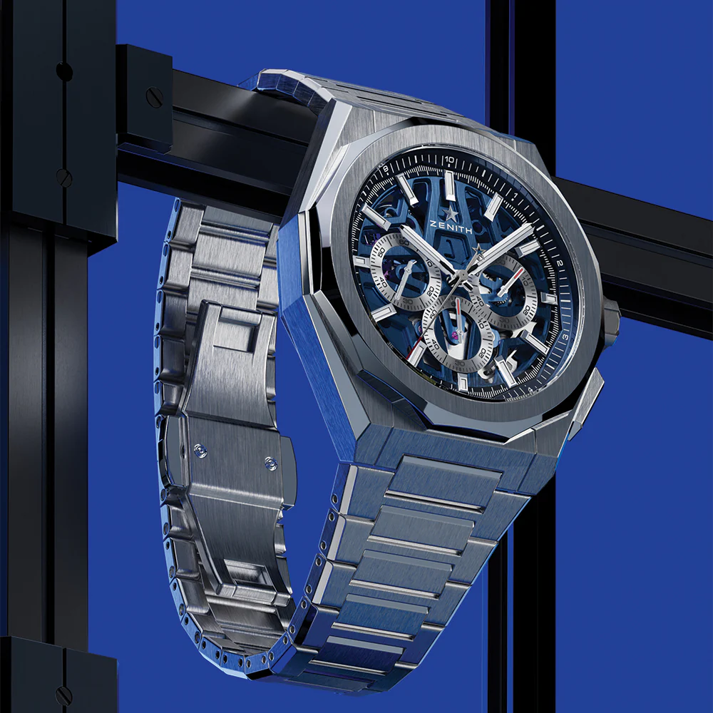 Defy Skyline Chronograph Skeleton 42mm - Blue on Bracelet - Image 2