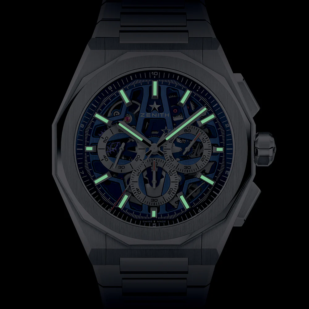 Defy Skyline Chronograph Skeleton 42mm - Blue on Bracelet - Image 5
