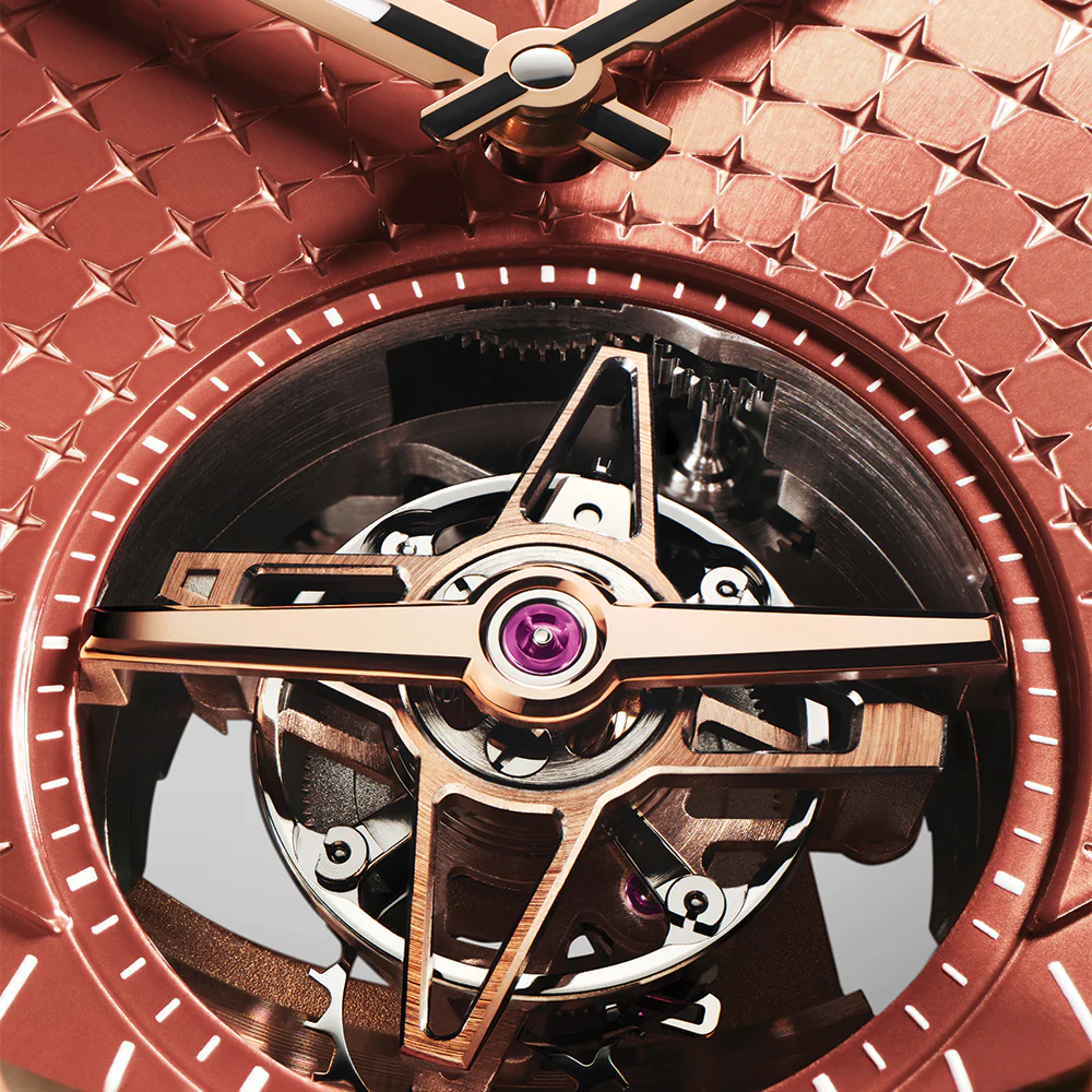 Defy Skyline El Primero Tourbillon Rose Gold 41mm - Red on Bracelet w/ Extra Rubber Strap - Image 4