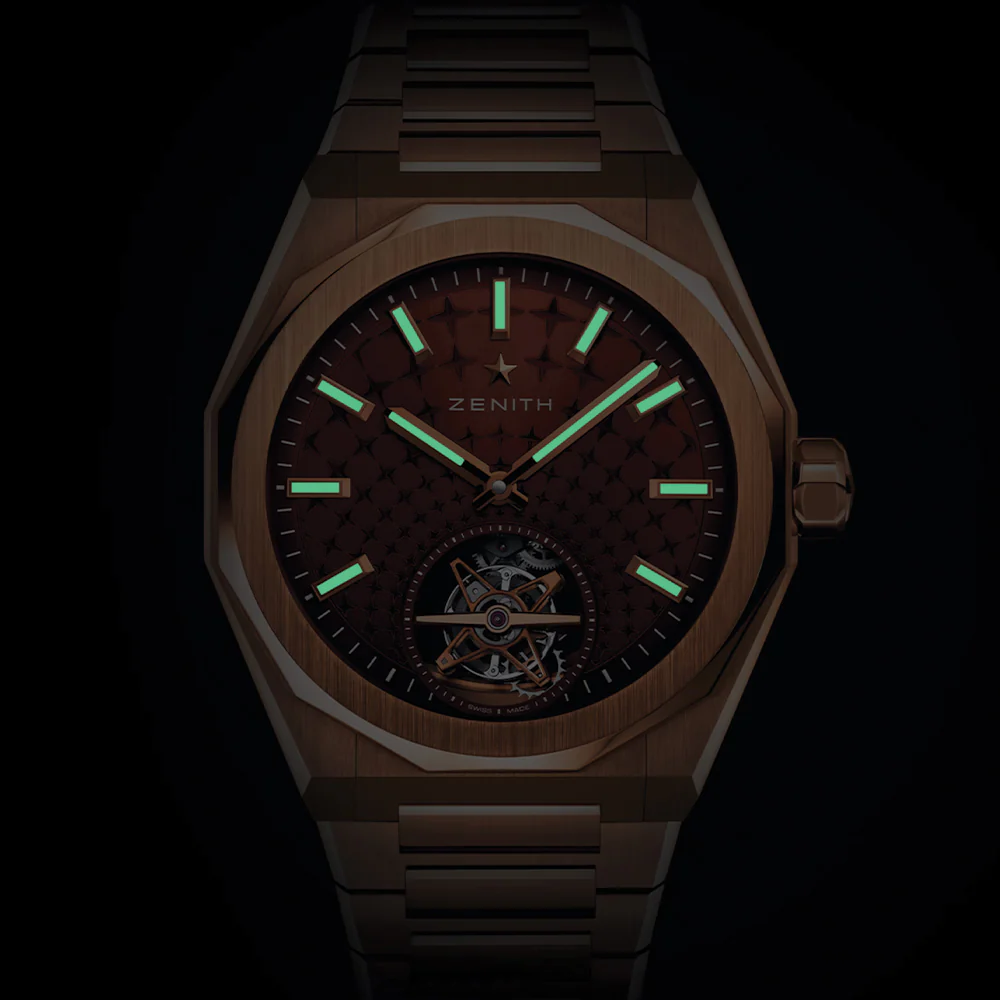 Defy Skyline El Primero Tourbillon Rose Gold 41mm - Red on Bracelet w/ Extra Rubber Strap - Image 5