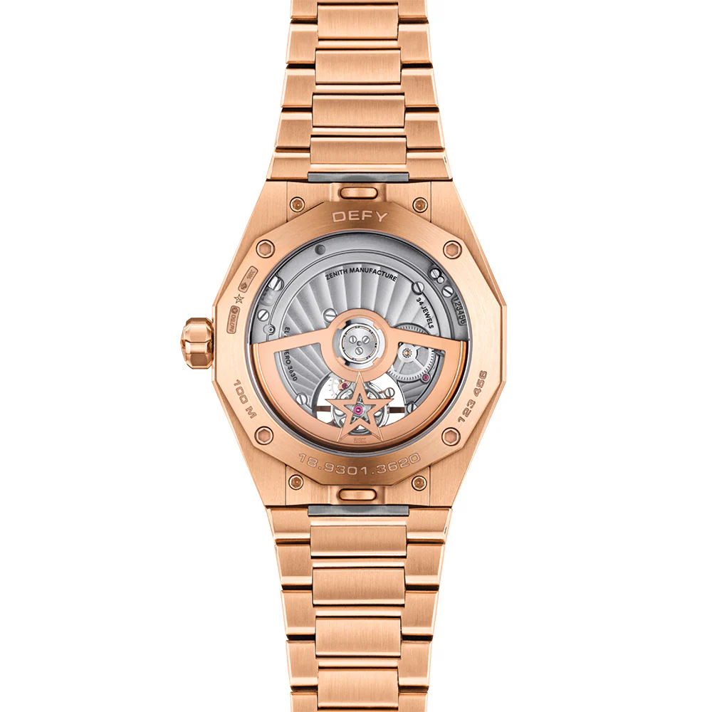 Defy Skyline El Primero Tourbillon Rose Gold 41mm - Red on Bracelet w/ Extra Rubber Strap - Image 7