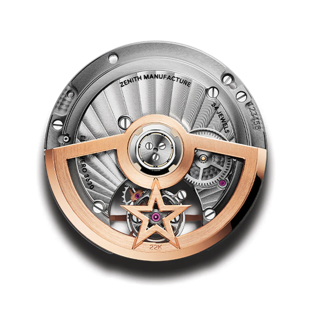 Defy Skyline El Primero Tourbillon Rose Gold 41mm - Red on Bracelet w/ Extra Rubber Strap - Image 8