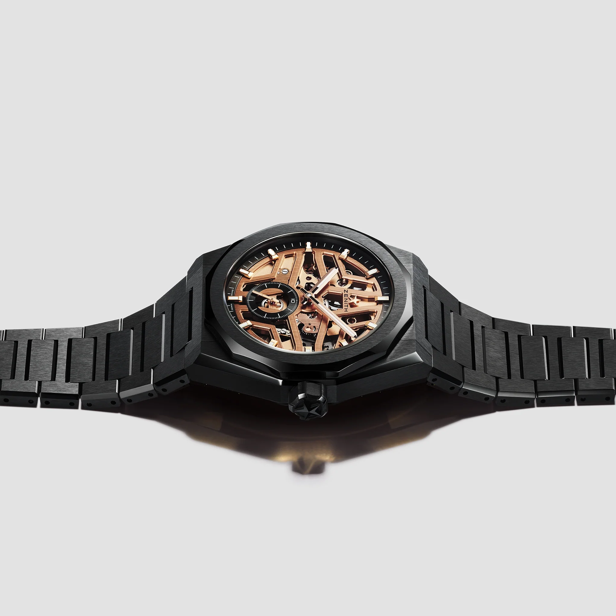 Defy Skyline Skeleton Ceramic 41mm - Gold-Toned on Bracelet w/ Extra Rubber Strap - Image 6