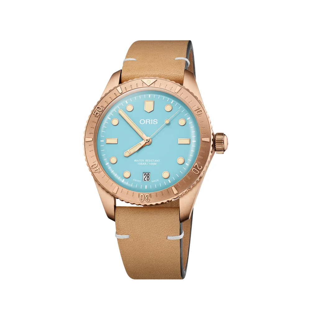Divers Sixty‑Five 'Cotton Candy' 38mm - Blue on Leather Strap