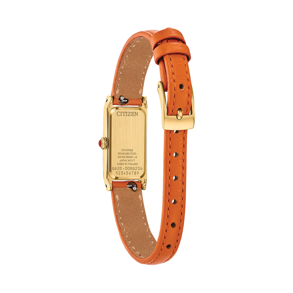 Fio Gold-Tone 30.7mm - White on Orange Leather Strap - Image 2