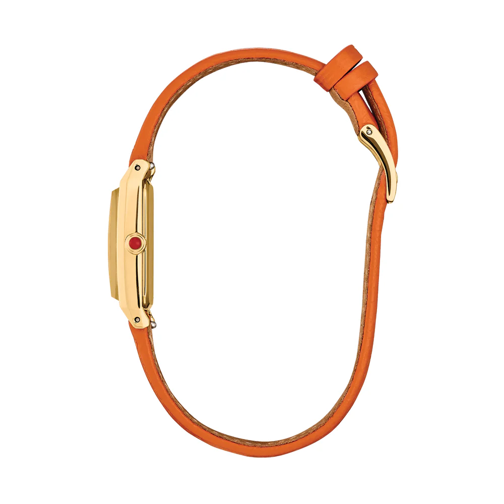 Fio Gold-Tone 30.7mm - White on Orange Leather Strap - Image 3