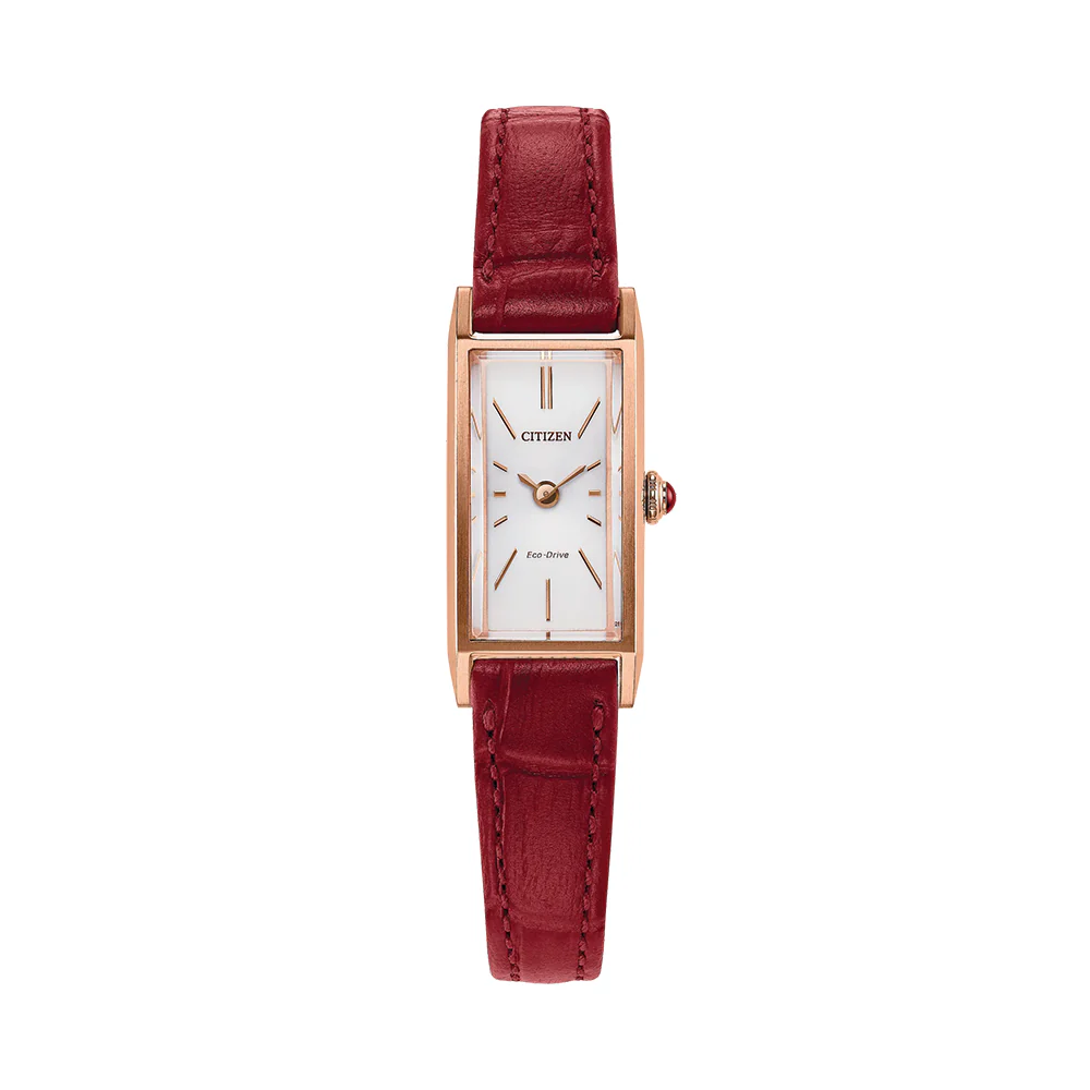 Fio Rose Gold-Tone 30.7mm - White on Red Leather Strap