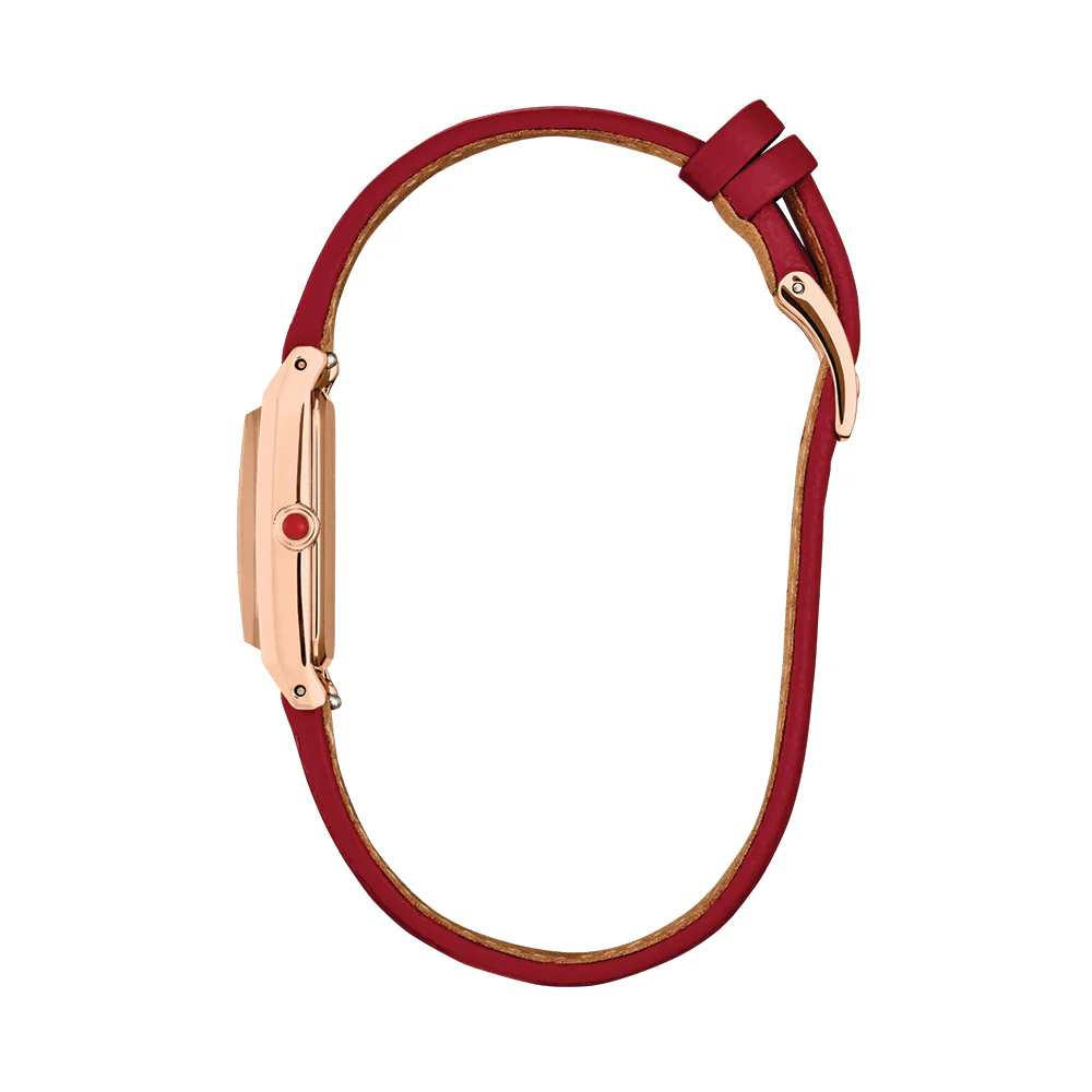 Fio Rose Gold-Tone 30.7mm - White on Red Leather Strap - Image 3
