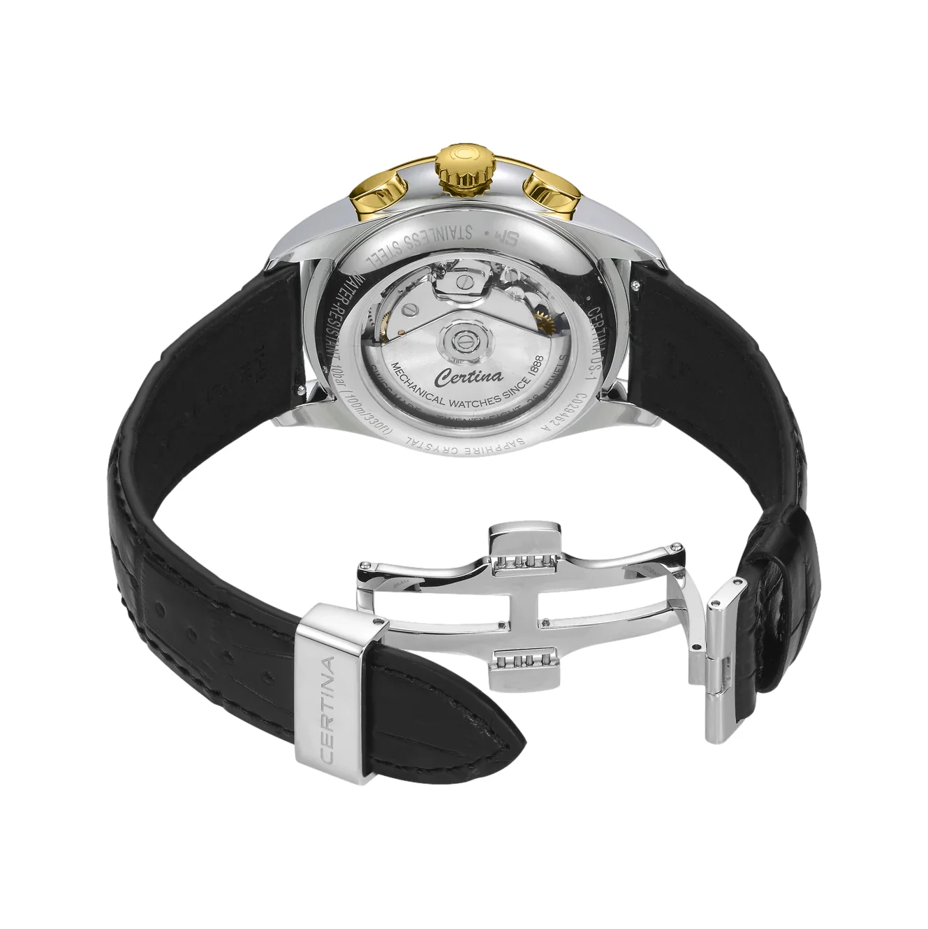 DS-1 Chrono Automatic Yellow PVD Two-Tone 42mm - Black on Leather Strap - Image 3