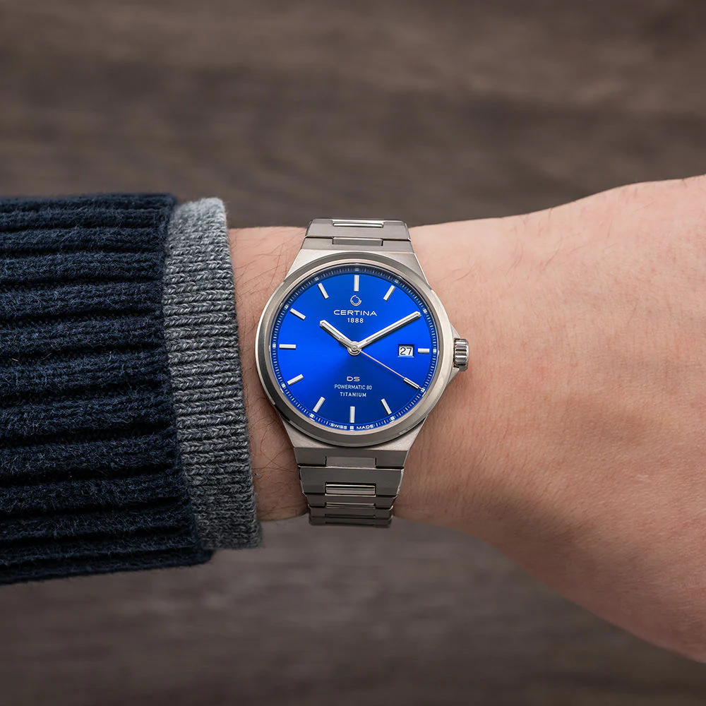 DS-7 Powermatic 80 Titanium 39mm - Blue on Bracelet - Image 3