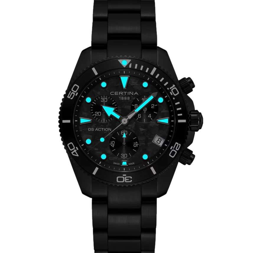DS Action Quartz Chrono Black PVD 42mm - Black on Bracelet - Image 2