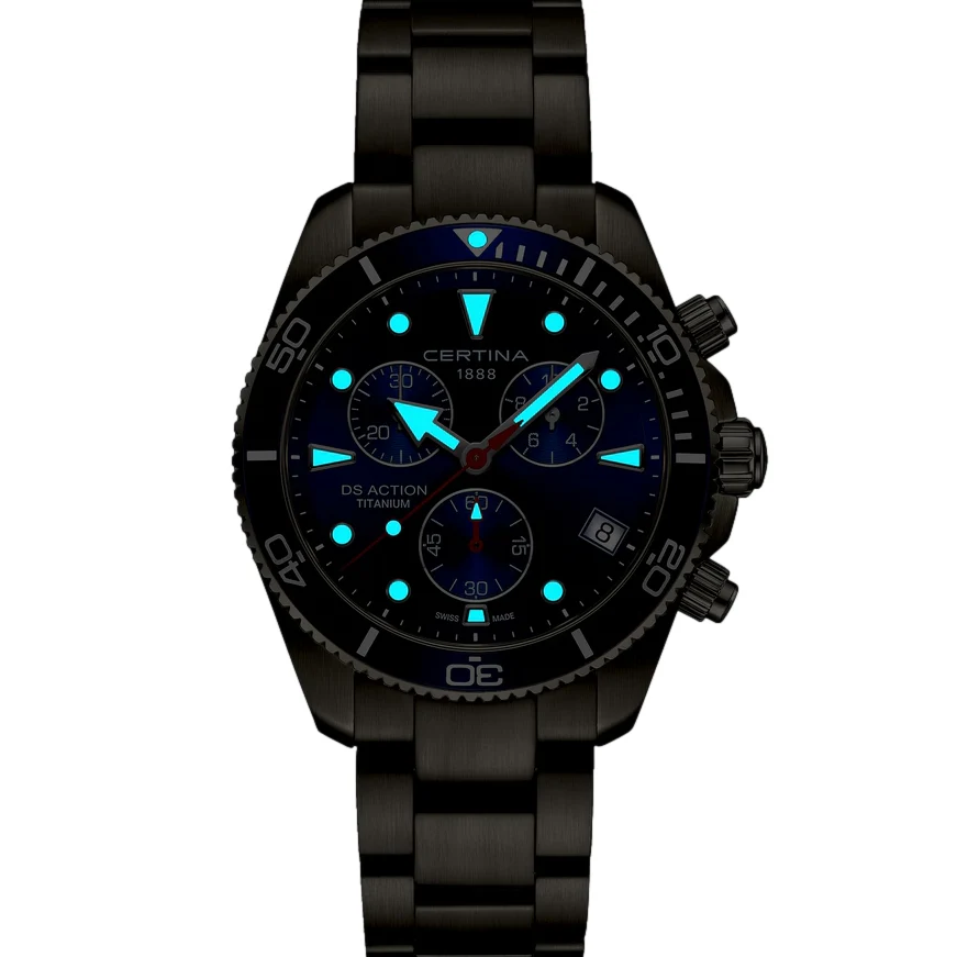 DS Action Quartz Chrono Titanium 42mm - Blue on Bracelet - Image 2