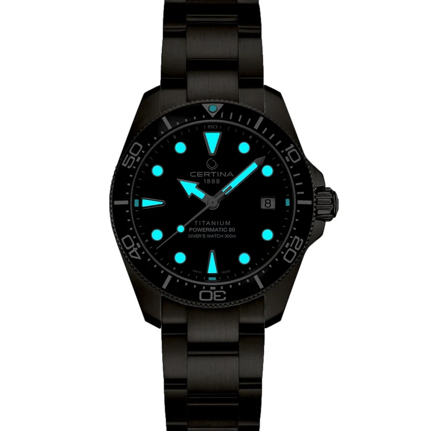DS Action Diver “New DS Concept Extreme Shock Resistance” Titanium 38mm - Black, Pink Accents on Bracelet - Image 5