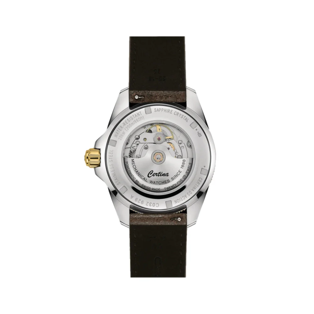DS Action GMT Powermatic 80 Gold PVD 41mm - Black Dial on Strap - Image 2