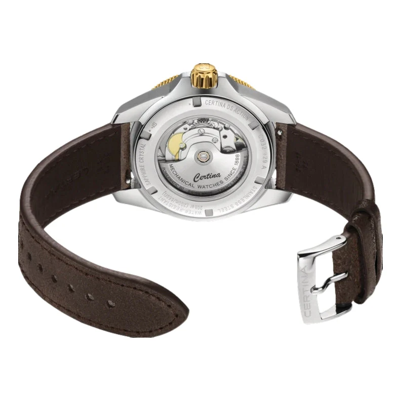 DS Action GMT Powermatic 80 Gold PVD 41mm - Black Dial on Strap - Image 3