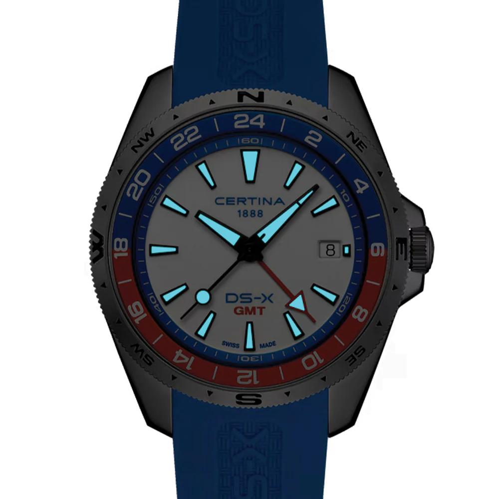 DS-X “New DS Concept Extreme Shock Resistance” GMT Quartz 41mm - White on Rubber Strap - Image 2