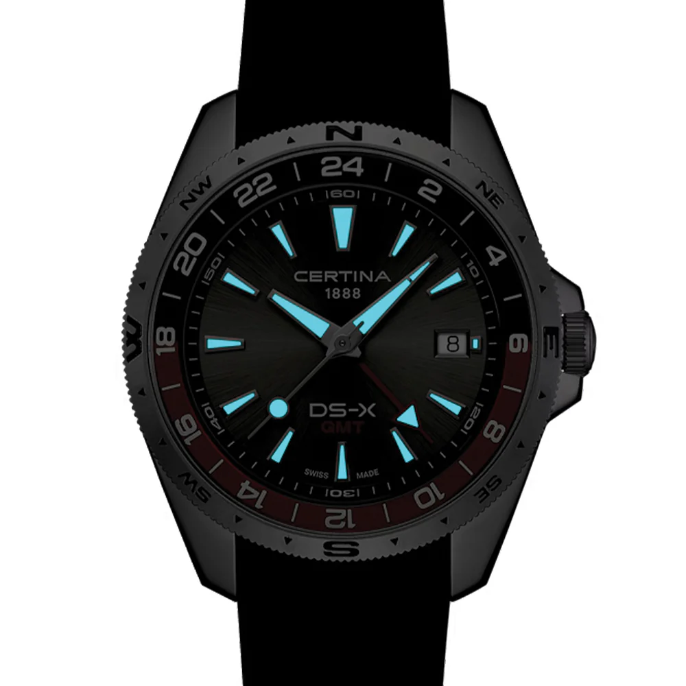 DS-X “New DS Concept Extreme Shock Resistance” GMT Quartz 41mm - Grey on Black Rubber Strap - Image 2