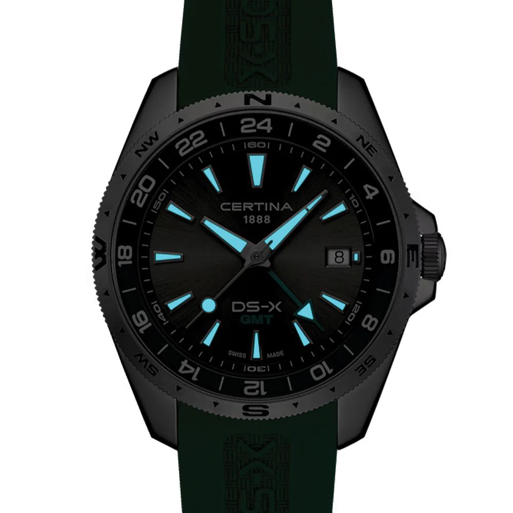 DS-X “New DS Concept Extreme Shock Resistance” GMT Quartz 41mm - Grey on Green Rubber Strap - Image 2