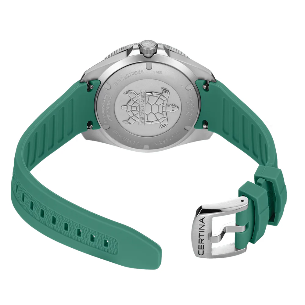 DS-X “New DS Concept Extreme Shock Resistance” GMT Quartz 41mm - Grey on Green Rubber Strap - Image 4