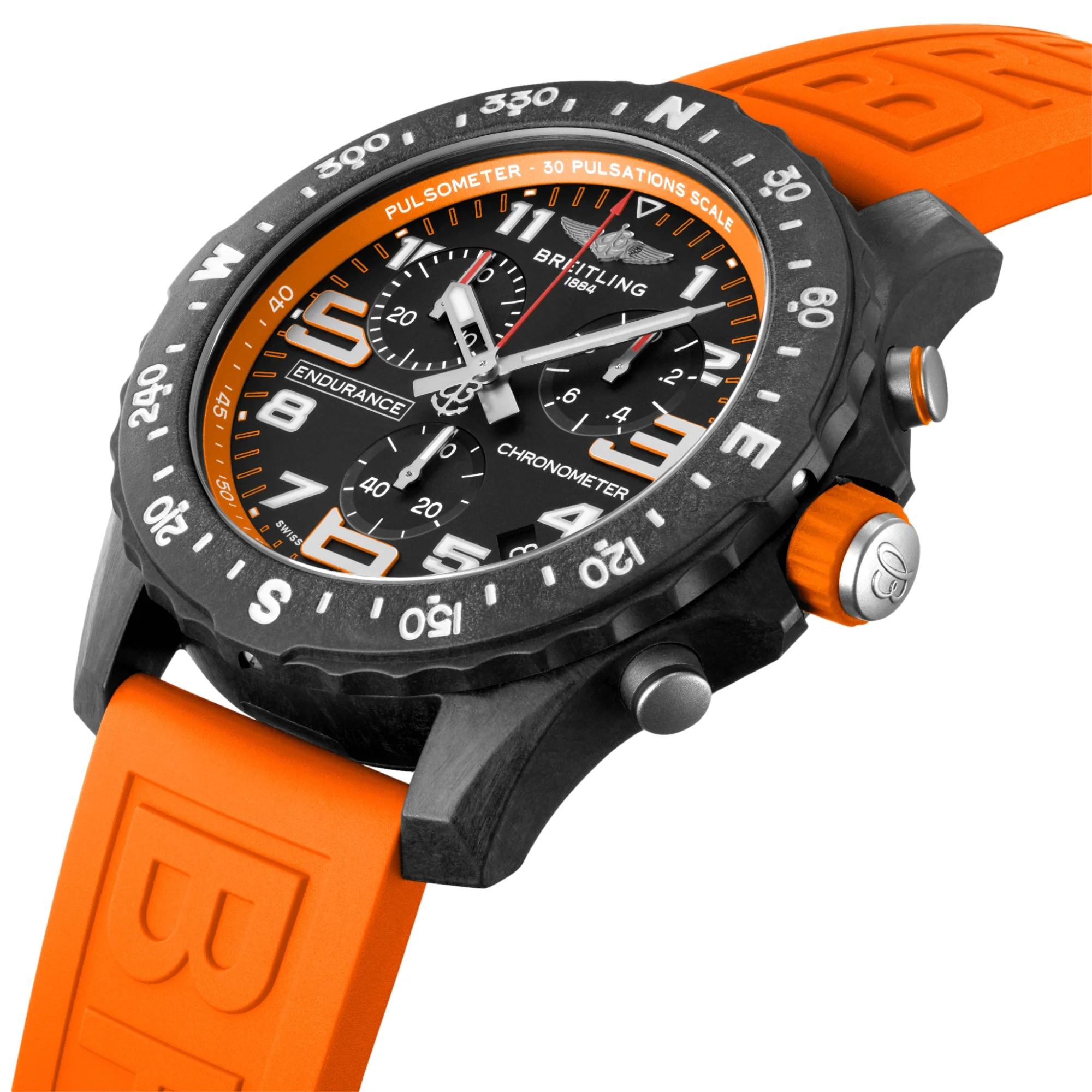 Endurance Pro Breitlight® 44mm - Black on Orange Rubber Strap - Image 2
