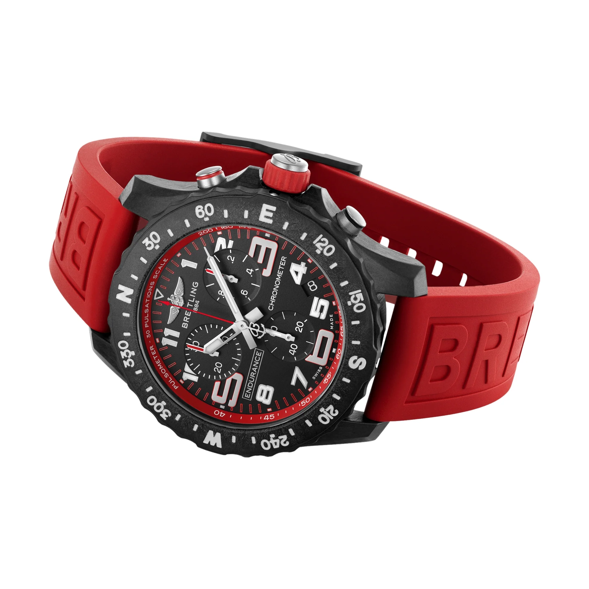 Endurance Pro Breitlight® 44mm - Black on Red Rubber Strap - Image 2