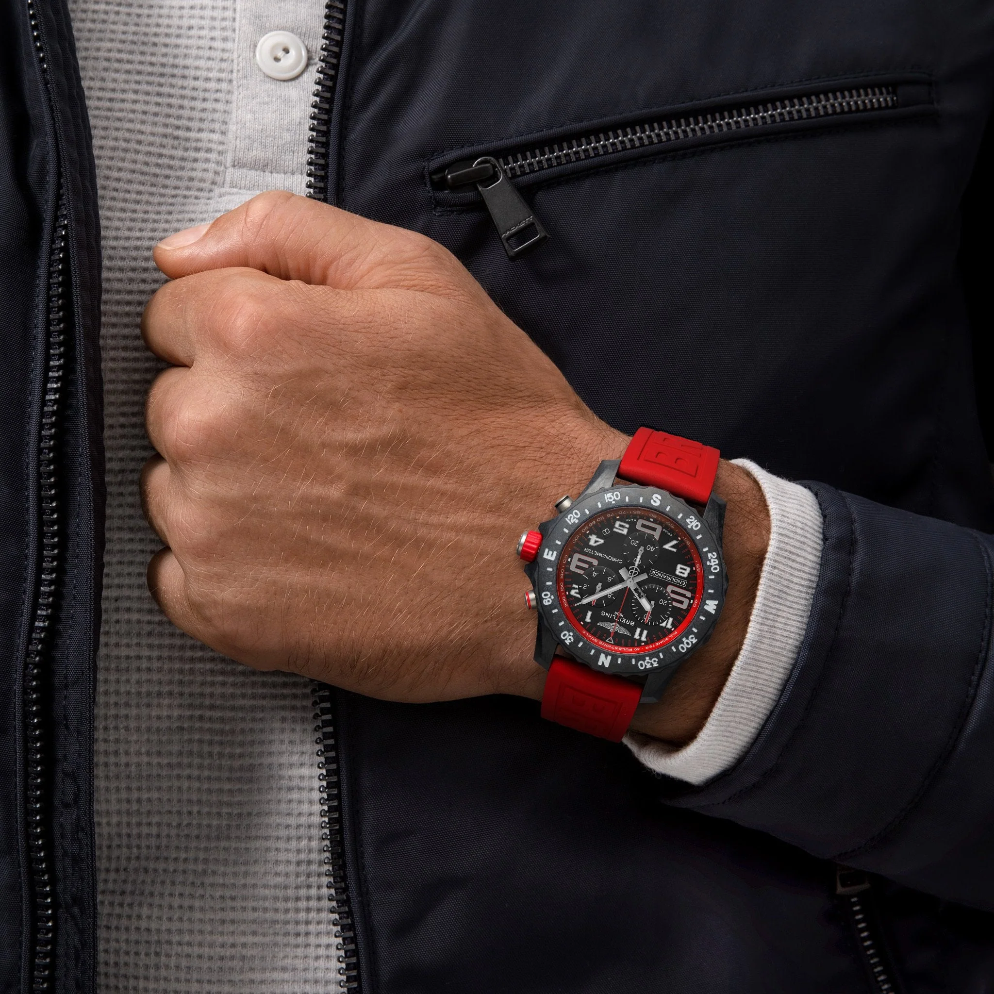 Endurance Pro Breitlight® 44mm - Black on Red Rubber Strap - Image 4