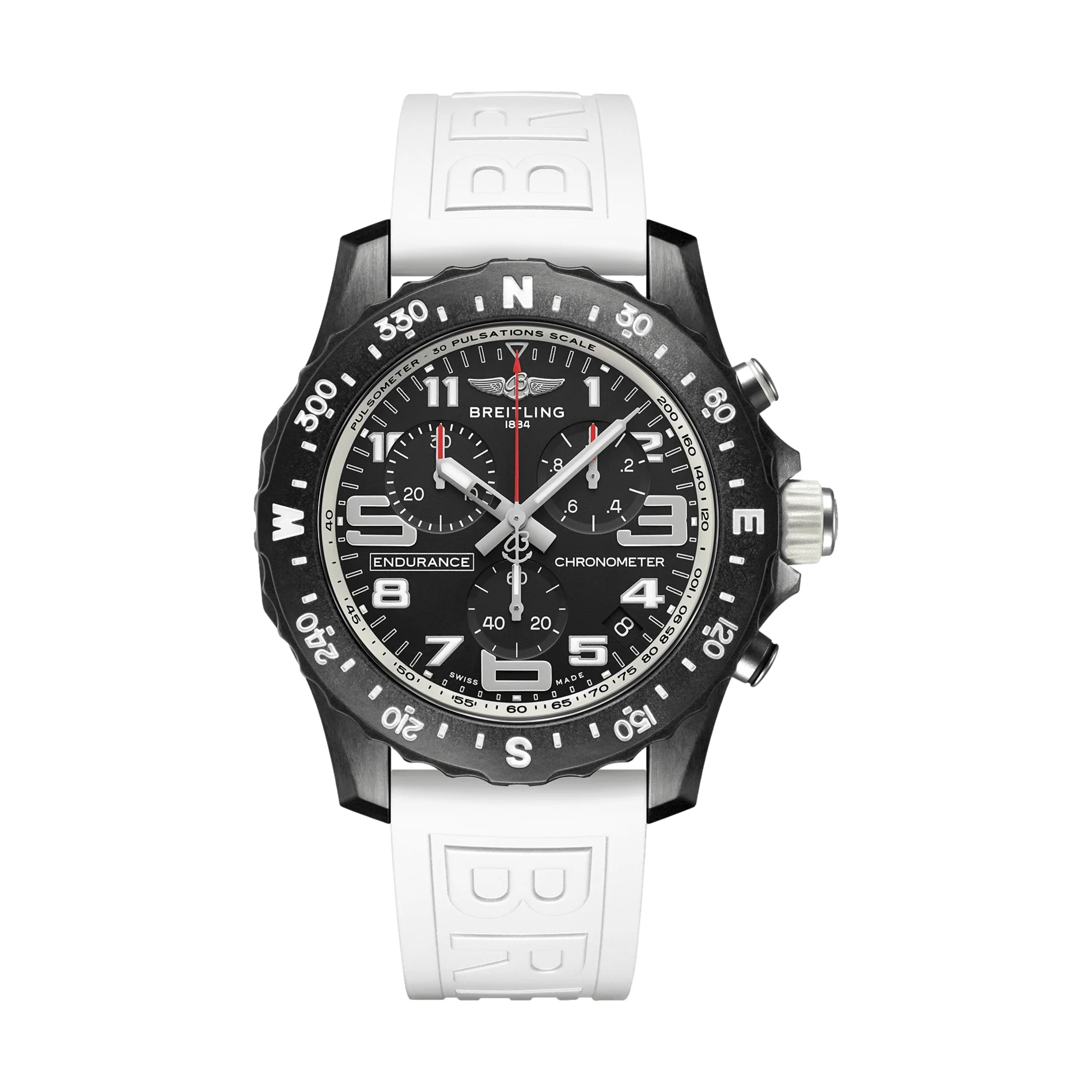 Endurance Pro Breitlight® 44mm- Black on White Rubber Strap