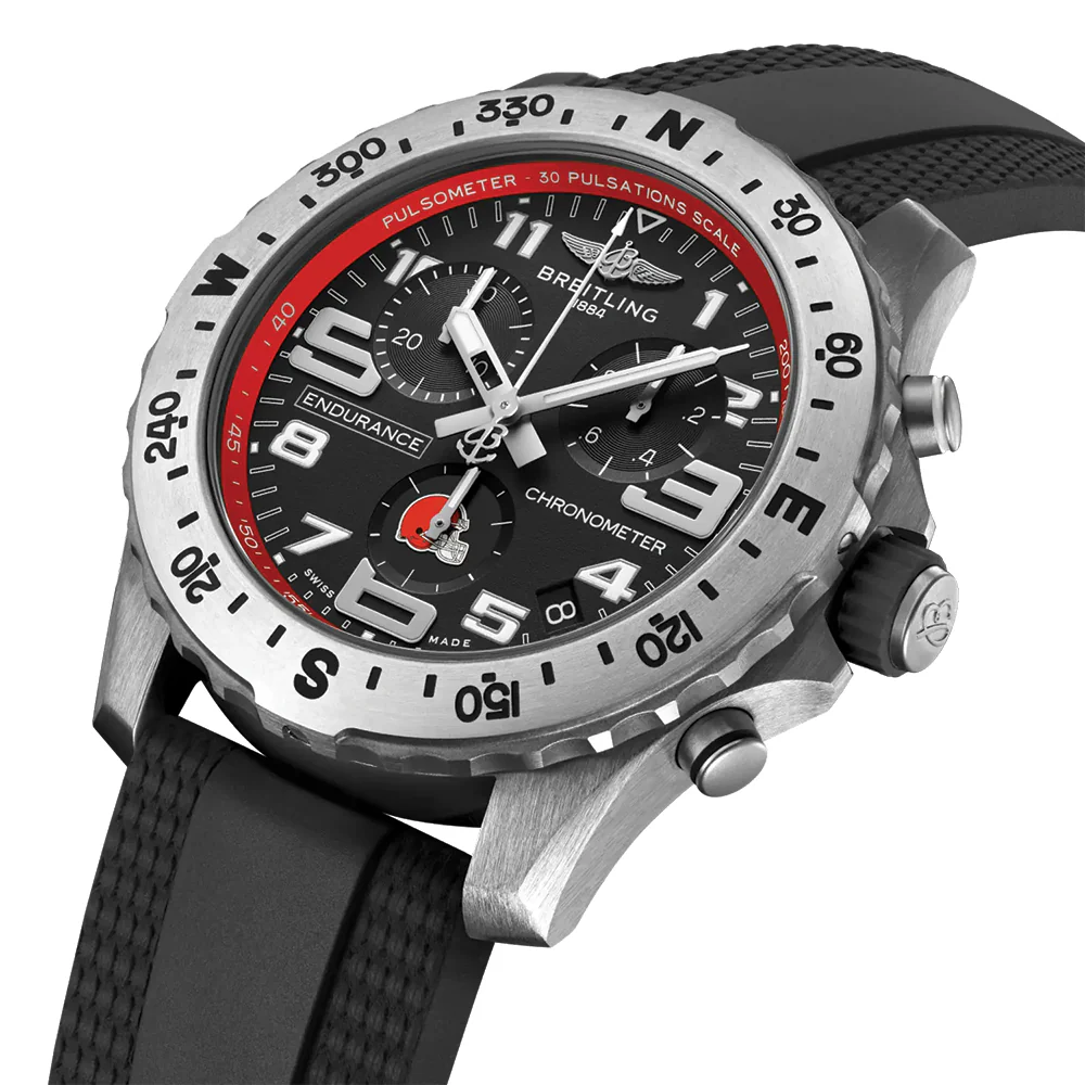 Endurance Pro Browns Limited NFL Edition Titanium 44mm - Brown on Rubber Strap - Image 3