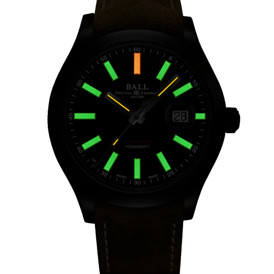 Engineer II Green Berets 43mm - Black on Leather Strap - Image 2