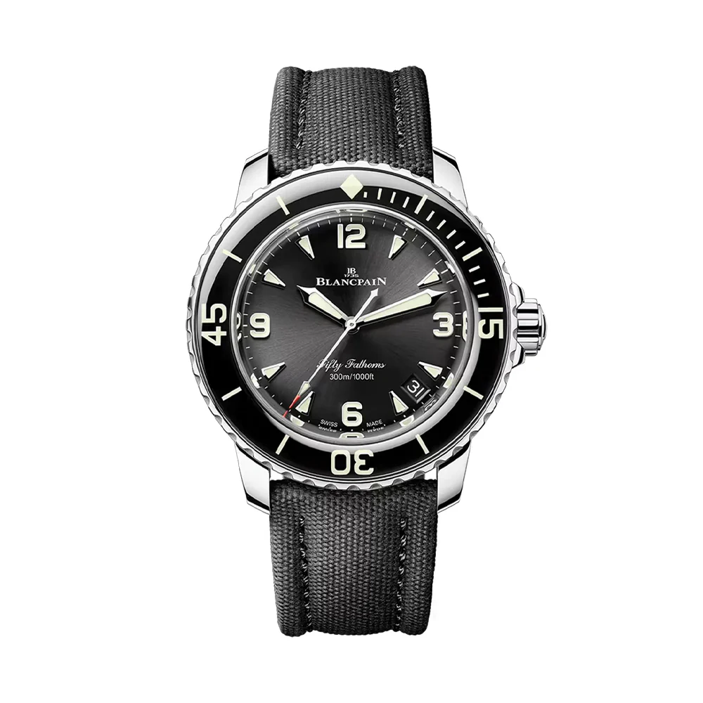 Fifty Fathoms Automatique Steel 42.3mm - Black on Sail-Canvas Strap