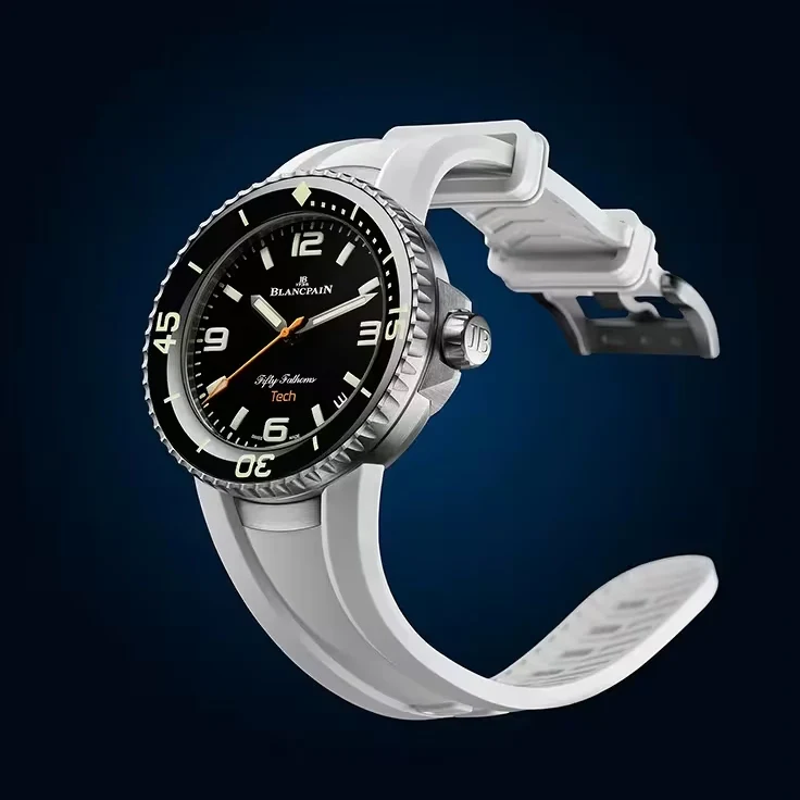 Fifty Fathoms Tech Titanium 45mm - Absolute Black on Rubber Strap w/ 2 Extra Rubber Straps - Image 3