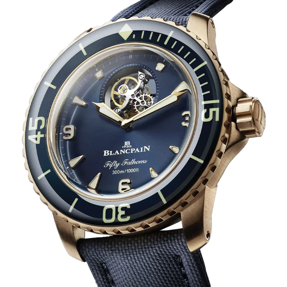 Fifty Fathoms Tourbillon 8 Days Red Gold 45mm - Blue on Fabric Strap - Image 2