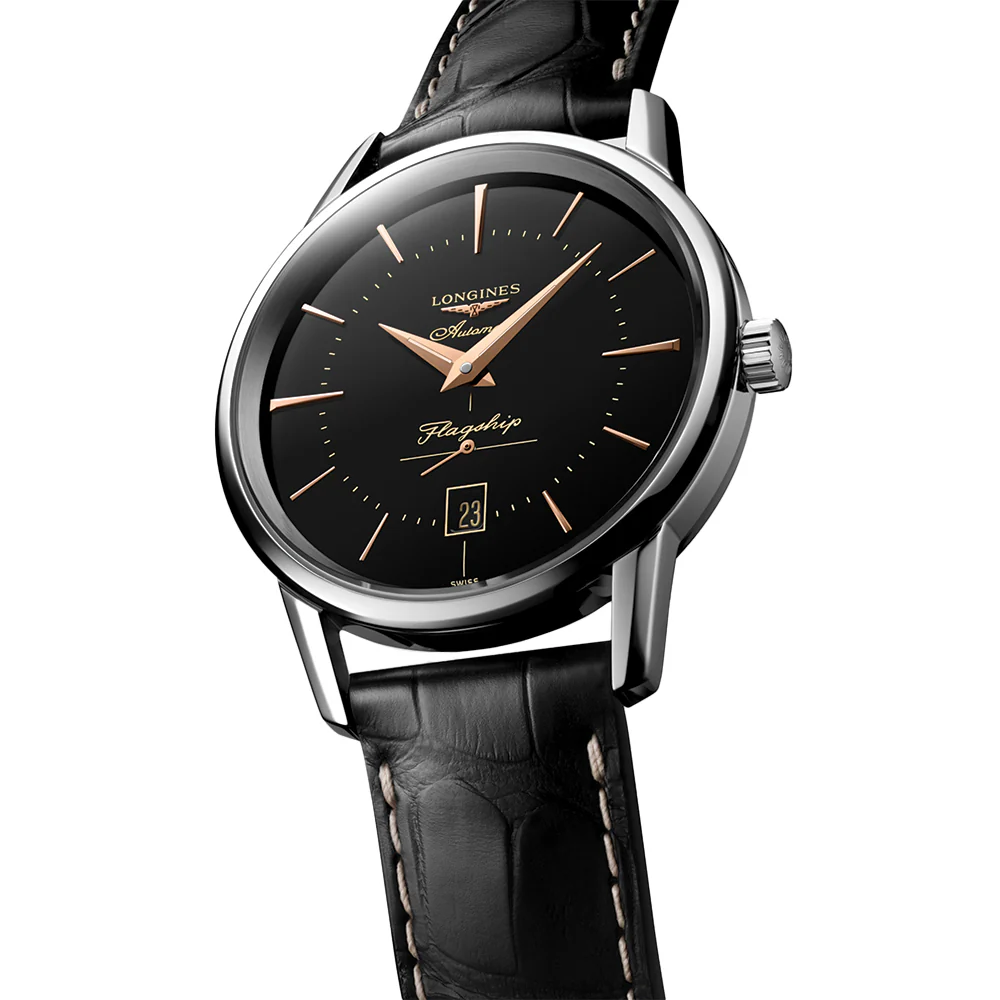 Flagship Heritage 38.5mm - Black on Leather Strap - Image 3