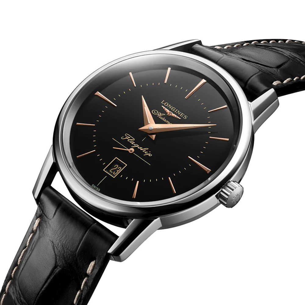 Flagship Heritage 38.5mm - Black on Leather Strap - Image 4