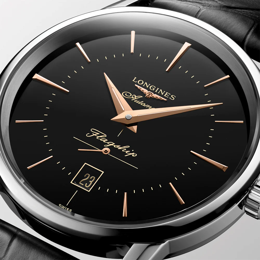 Flagship Heritage 38.5mm - Black on Leather Strap - Image 5