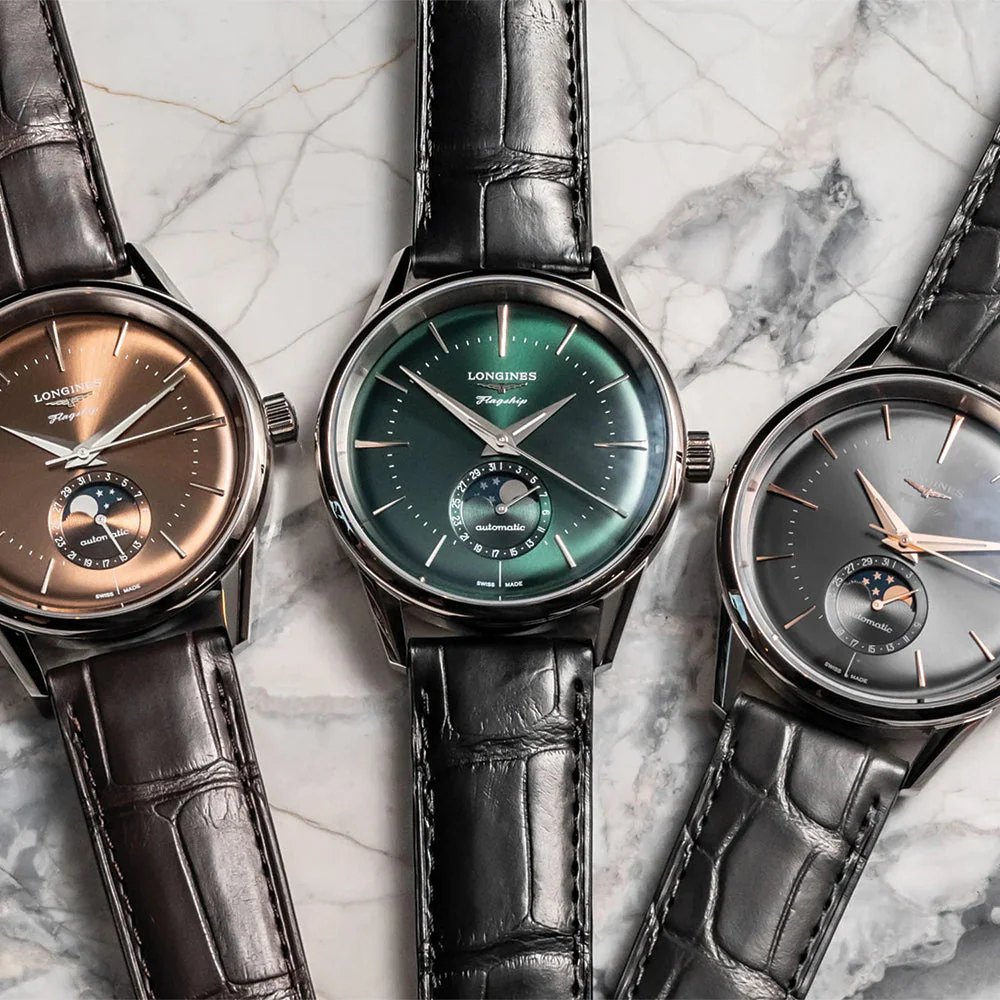 Flagship Heritage Moonphase 38.5mm - Sunray Anthracite on Leather Strap - Image 6