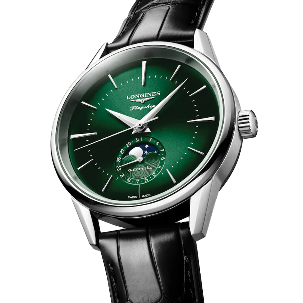 Flagship Heritage Moonphase 38.5mm - Sunray Green on Leather Strap - Image 2
