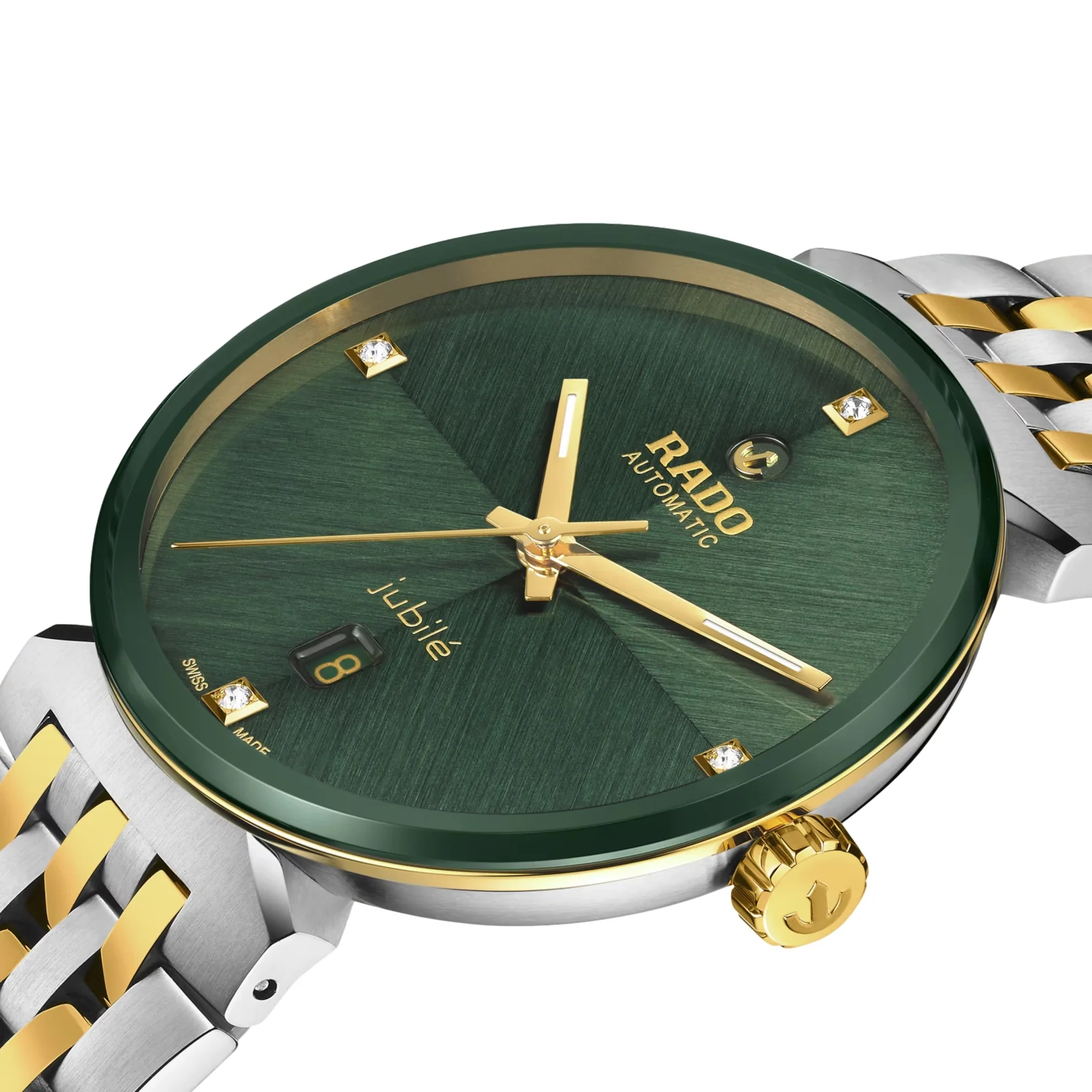 Florence Automatic Bi-Color Yellow Gold and Steel 39mm - Green on Bracelet - Image 3