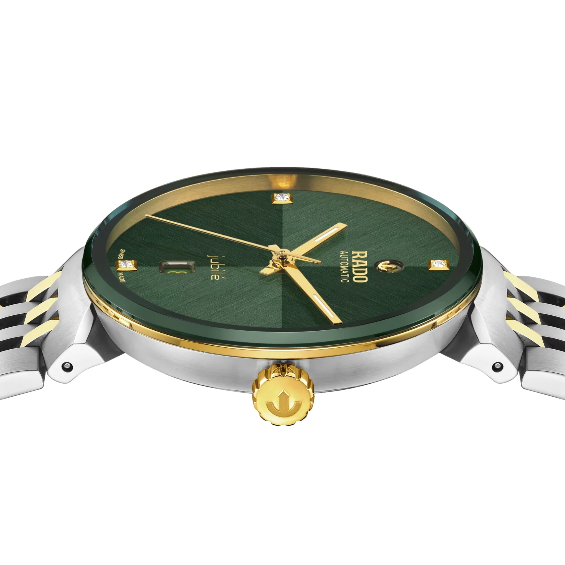 Florence Automatic Bi-Color Yellow Gold and Steel 39mm - Green on Bracelet - Image 4