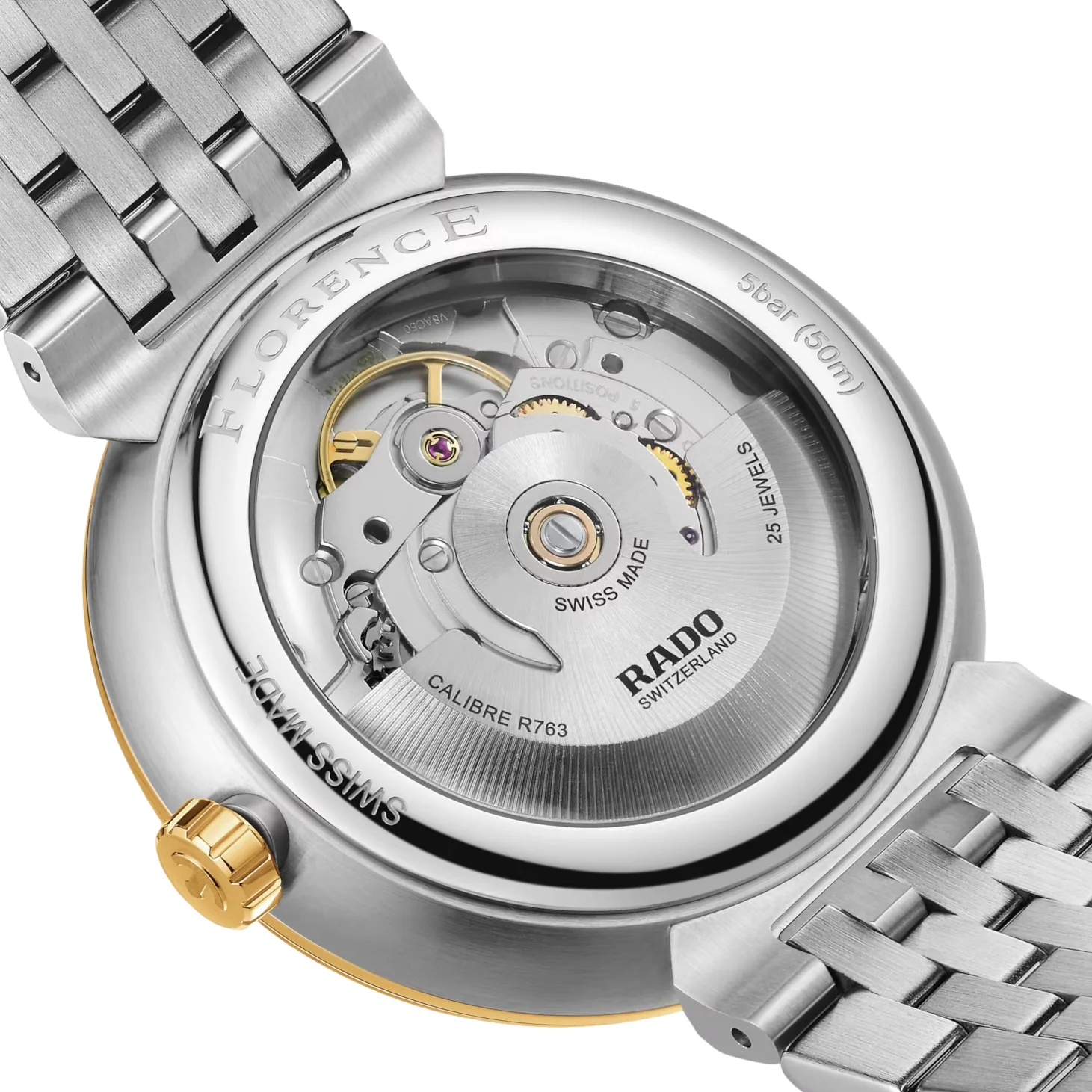 Florence Automatic Bi-Color Yellow Gold and Steel 39mm - Green on Bracelet - Image 5